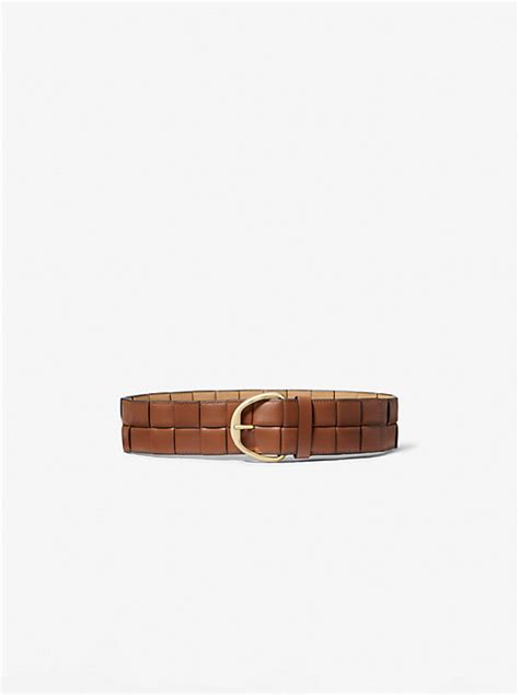 michael kors woven leather belt